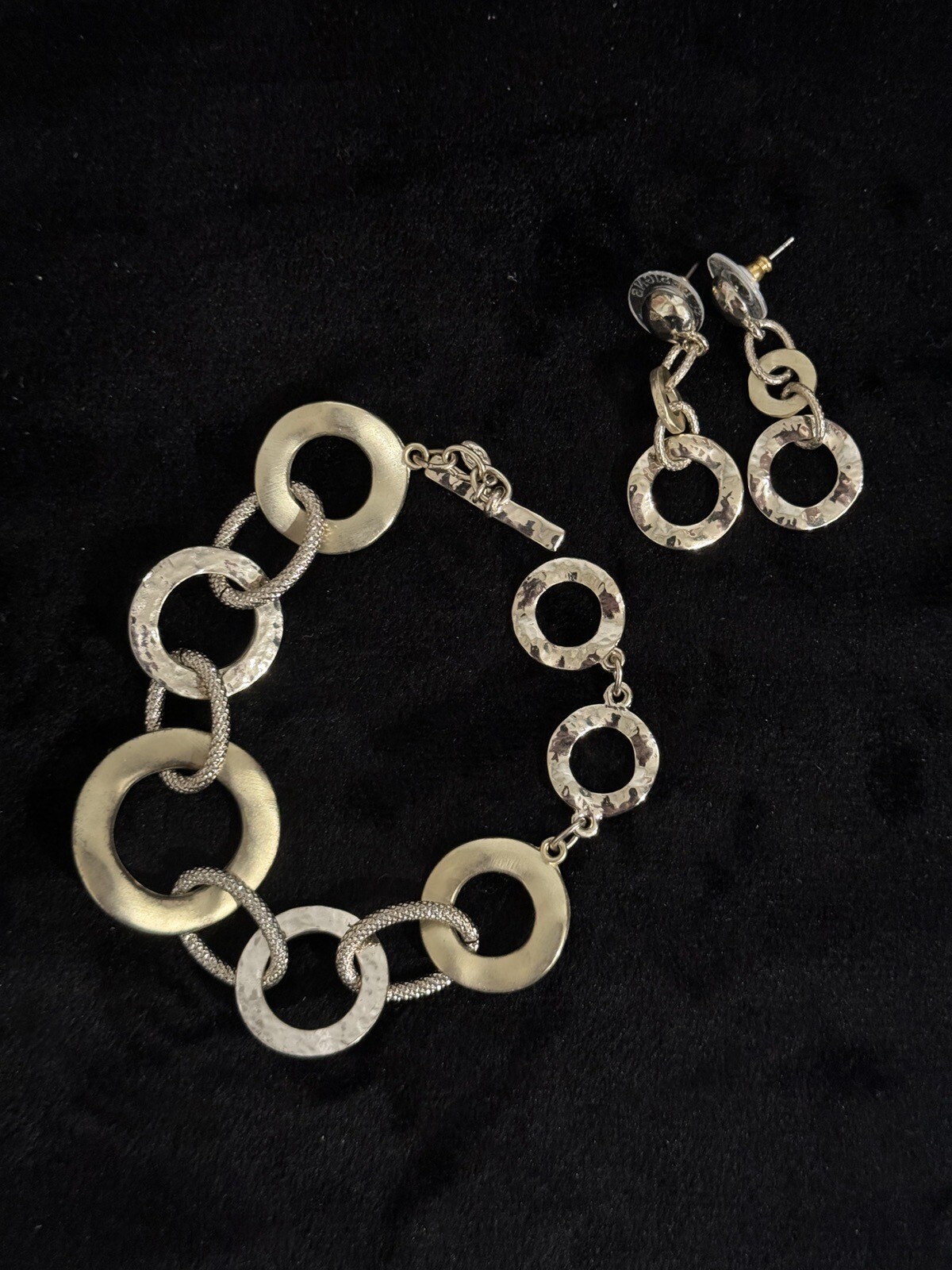 Multi Oval Link Textured Two Tone Adjustable Brac… - image 8