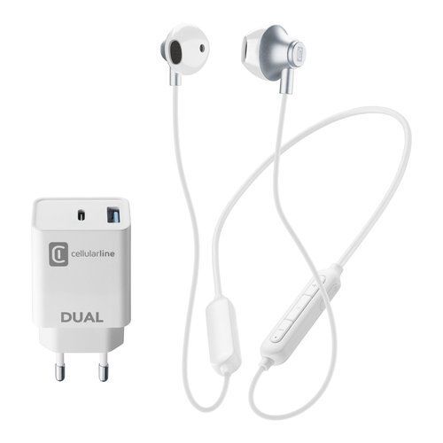Caricabatterie USB Type-A Type-C Charge & Music kit Cellular Line CHARGEMUSICIPH - Picture 1 of 1