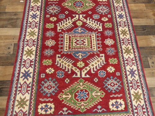 New Caucasian Fine Pakistani Kazak Hand Knotted Wool Oriental Area Rug 4'x6' - Picture 5 of 6