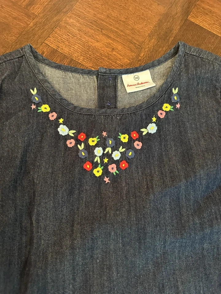 Lote de 2: Top de mezclilla Hanna Andersson Back To School + Camisa a lunares Talla 14-16 Foto 3 de 4