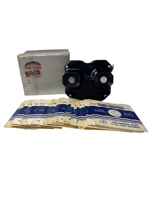 Vintage Sawyers View-Master 3D Slide Viewer Bakelite Model C w/ 23 Reels & Box