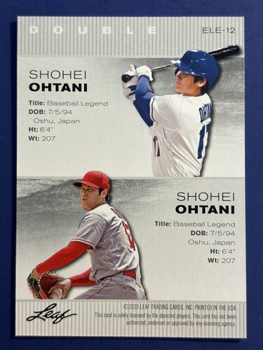 SHOHEI OHTANI L.A. DODGERS 2023 LEAF LEGENDS "SPECIAL RELEASE" BASEBALL CARD - Picture 2 of 2