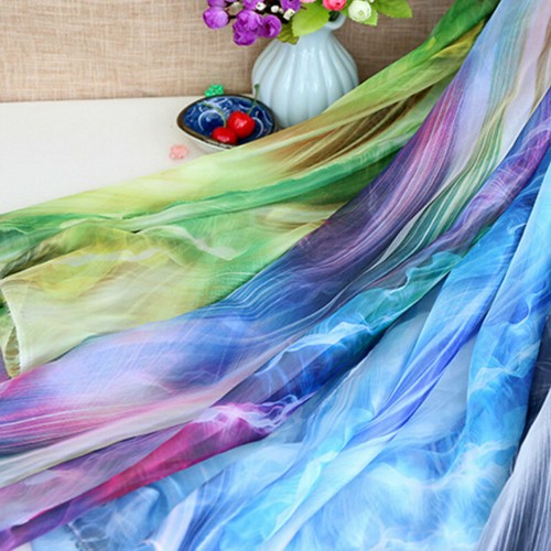 Chiffon Voile Tulle Fabric Printed Chinese Silky Scarf Dress Material Trim Craft - Picture 3 of 11