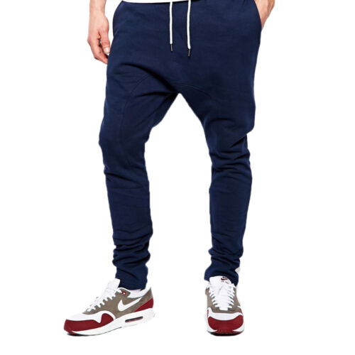 New Skinny GYM Trouser Slim Fit Pique DROP CROTCH Joggers Bottom Stretch Pant UK - Picture 4 of 9