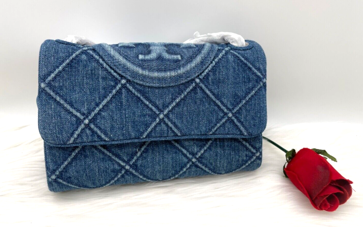 AUTH NWT Tory Burch Women's Fleming Small Soft Denim
