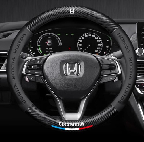 15" PU Leather+Carbon fiber Steering Wheel Cover For 1969-2024 Honda All models - Picture 9 of 11