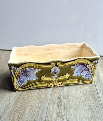 alte Jugendstil Pflanzschale Blumentopf Majolika Keramik Jardiniere Wessel Bonn