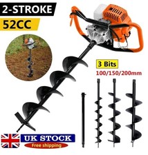 Image of 52CC Petrol Post Hole Borer Fence Earth Auger Digger + 3 Drill Bits + Extension