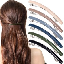 6Pcs French Hair Barrettes for Women, Non-Slip Spring Flat Clips Pins, Elegant