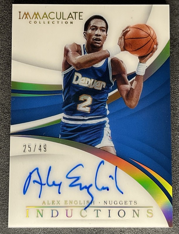 Alex English 2018 Panini Immaculate Inductions ON CARD Auto /49 Nuggets HOF