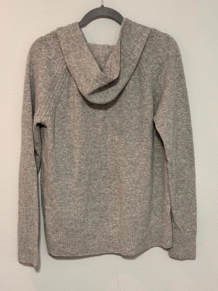 Женская толстовка с капюшоном Max Studio большая серая кашемировая ребристая отделка реглан рукав боковой разрез - Изображение 3 из 4