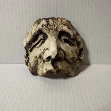 Hand Crafted Ceramic Pottery Wall Hanging Face Sculpture T. Padilla  5”x4”OOAK