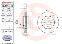 2X Brembo Bremsscheibe Prime Line - UV Coated 09.F374.11 FüR Toyota Yaris Hybrid