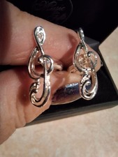 Treble Cleft Silver Plated Cufflinks Original The Music Gifts Presentation Box