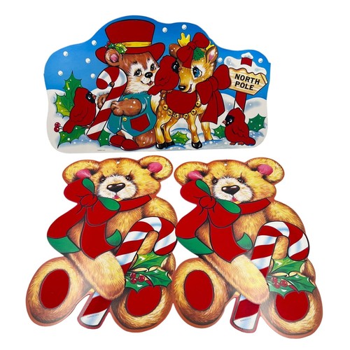 Eureka VTG Velvet Flocked DieCut USA Lot Christmas Winter Holiday Santa Teddy - Picture 3 of 9