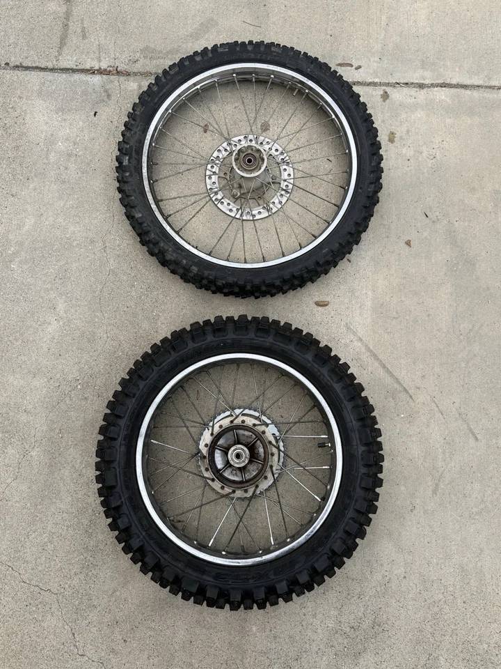 2003 Suzuki DRZ-125L OEM Wheel Set 19” Front 17” Rear New Geomax Tires - Image 2 of 2