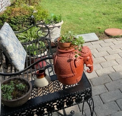Terracotta Elephant Planter Pot Brown Matte Finish, Garden Decorative H12 X L20 