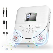 Erasiny Portable Bluetooth CD Player for Home, Dual Speakers, FM Transmitter