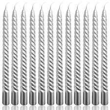 10 Inch Silver Spiral Taper Candles Set for Holiday Decor, 10 inches,