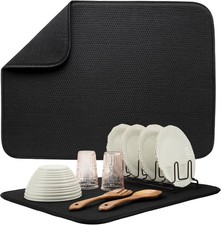 S T INC. Dish Drying Mat XL, 18 x 24 , Absorbent Microfiber Kitchen Counter Mat