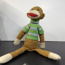 Dan Dee Sock Monkey Plush Stuffed Animal Medium Green Striped Sweater Coin Bank