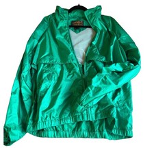 Vtg Eddie Bauer Full Zip Jacket Mens Teal Packable Hood Outdoor Sz Lg Retro 90s