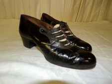 Vintage 1930's Button Up Slippers Shoes Pumps Heel to Toe 8 1/2"