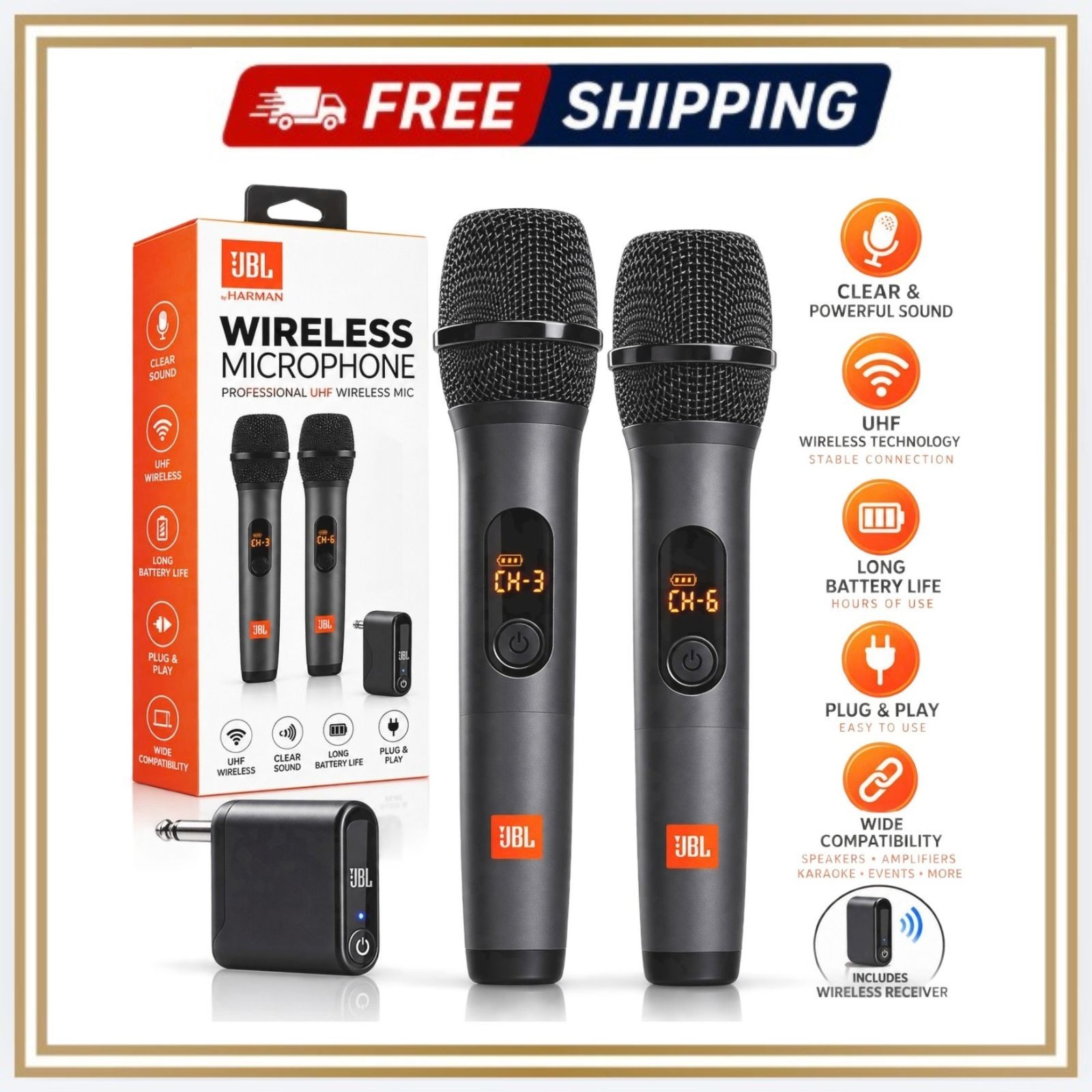 NEW JBL Wireless Microphone Set 2 Pack (JBLWIRELESSMICAS2)
