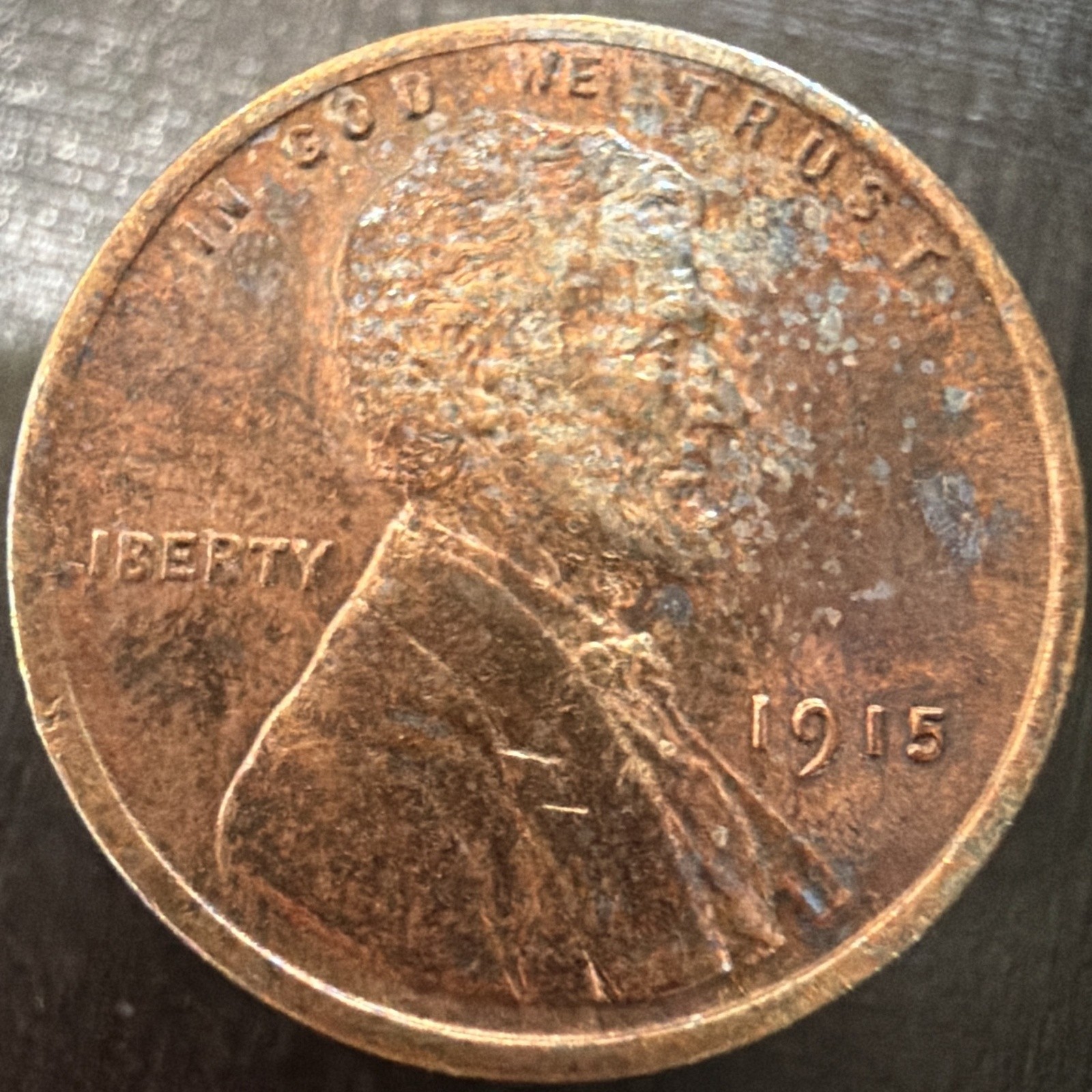1915 Lincoln Wheat Cent Penny AU/BU Toned Philadelphia Mint Semi-Key US Coin
