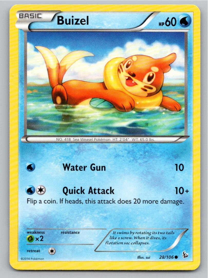 2014 POKEMON BUIZEL FLASHFIRE 28/106 C NM A90276 FREE S&H
