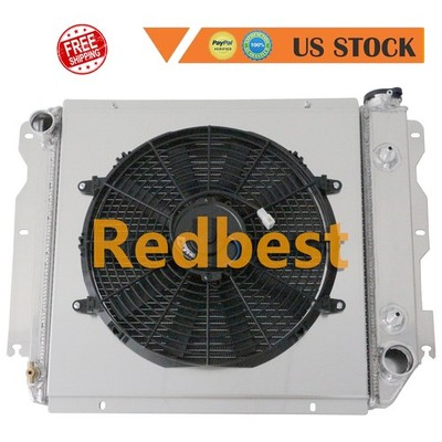 3Row Aluminum Radiator+Shroud+Fan For 1987-06 Jeep TJ Wrangler 4.0L Chevy V8 Eng