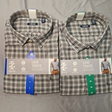 IZOD Men's Modern Fit Luxe Touch Twill Long Sleeve Button Down Shirt, Gray, NWT