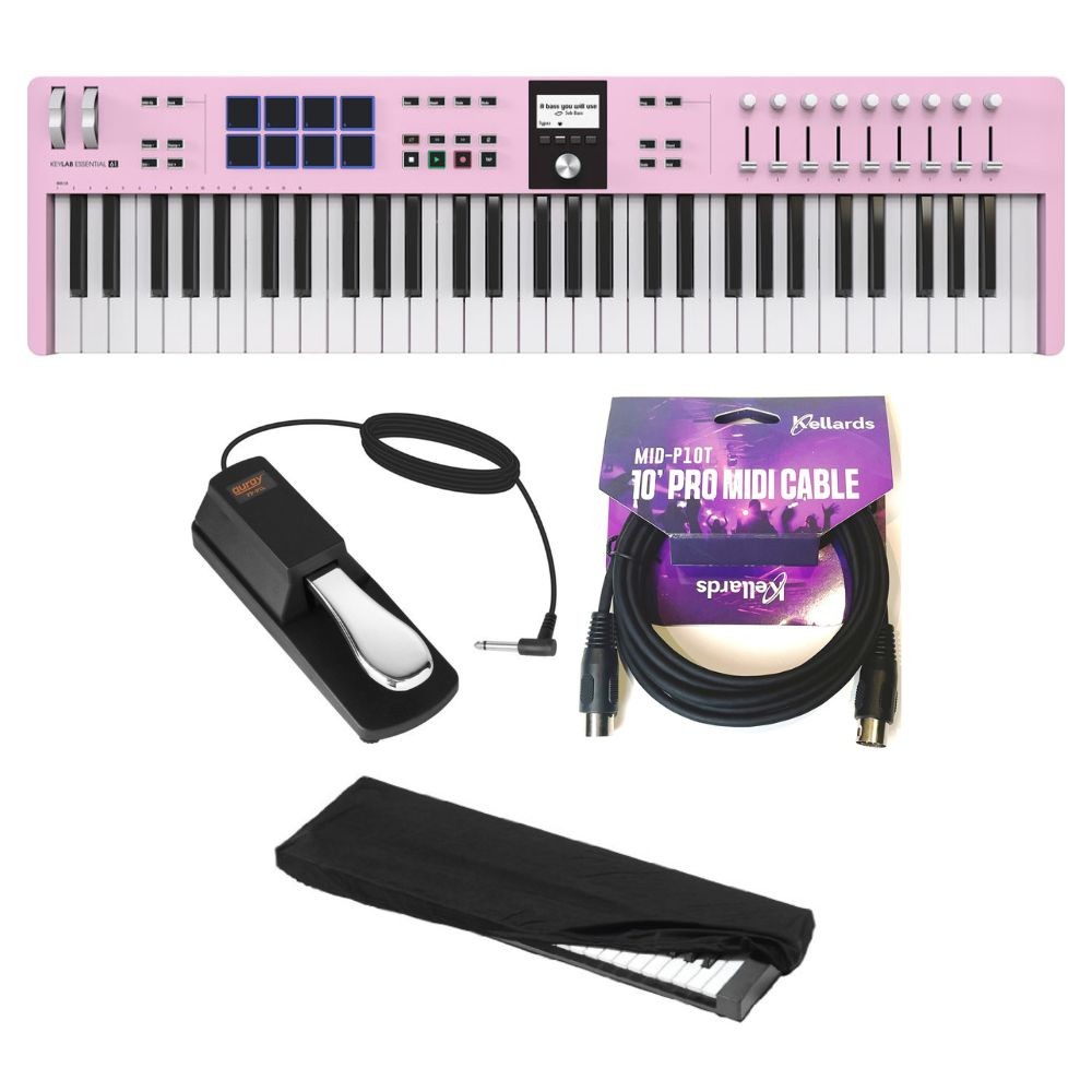 Arturia KeyLab Essential 61 MK3 Rose Quartz Bundle w/ Pedal & MIDI