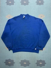 Vintage Russell athletic crewneck sweatshirt blank blue usa stained large