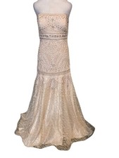 NWT Vintage Sue Wong 10 Blush Lace Beaded Strapless Gown Prom HOCO Bridal Formal
