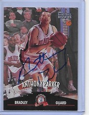 ANTHONY PARKER Basketball Card IP auto NBA rookie 1997 Score Board Bradley. rookie card picture