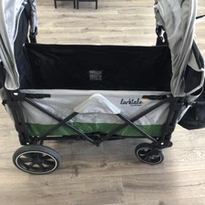 Larktale Caravan Double Collapsible Stroller Wagon Gray Green 200lb Dual Seat 