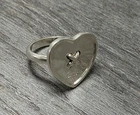 Vintage Coach 925 Sterling Silver Heart Shaped Ribbon Ring Sz8.5 8G Rare