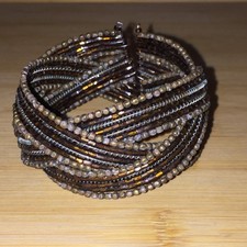 Multi Strand Coil Beaded Bracele Brown Bronze Acrylic Glass