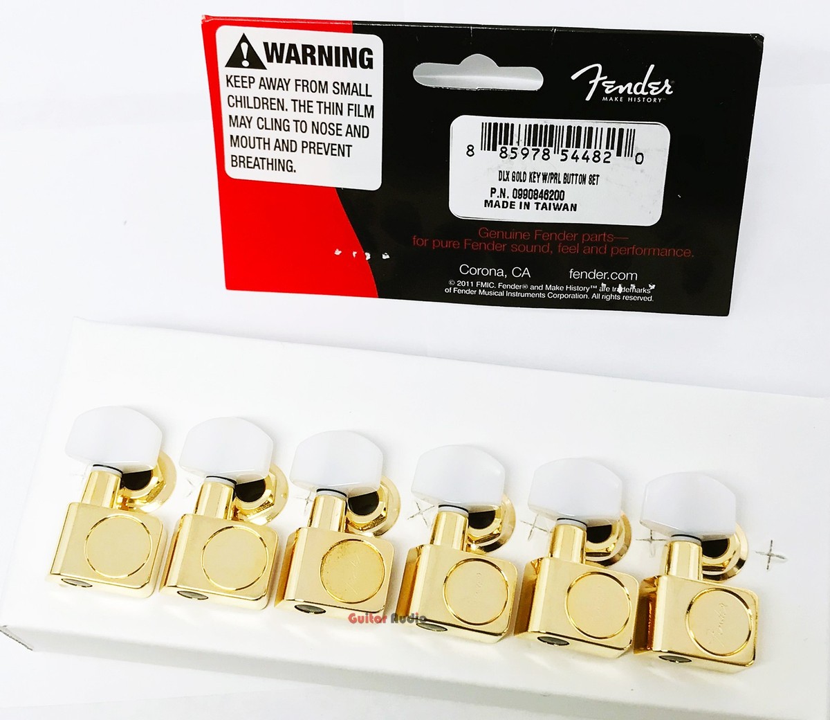 Genuine Fender DELUXE Strat/Tele Gold Tuners Pearloid Buttons