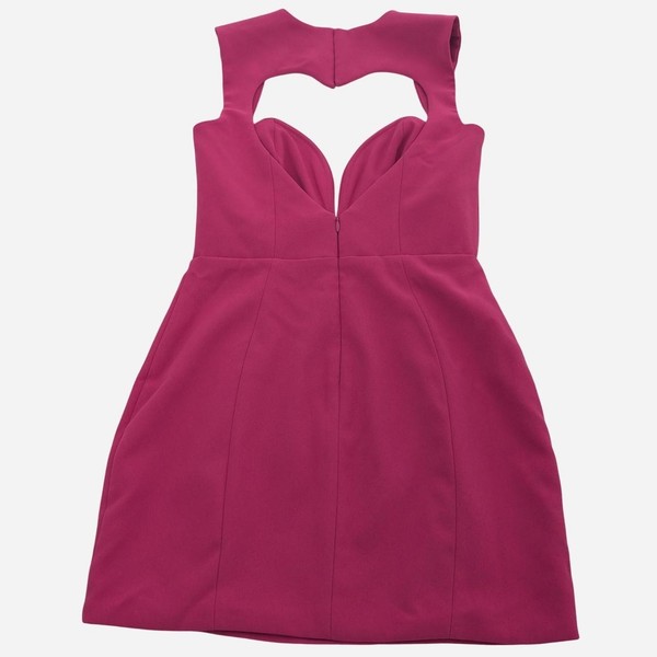 Oh Polly Hot Pink Queen of Hearts Plunge Mini Dress Cut Out Back ValentineUK 8 