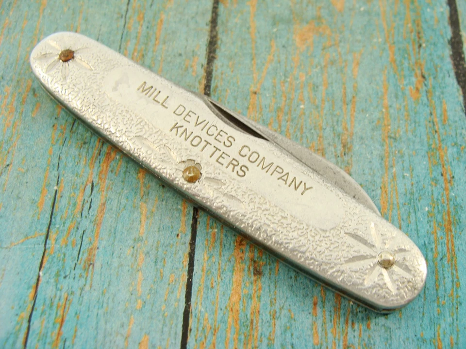 NAVAJA DE BOLSILLO VINTAGE PRE '73 SCHRADE WALDEN NY EE. UU. ALUMINIO PUBLICIDAD Foto 2 de 4