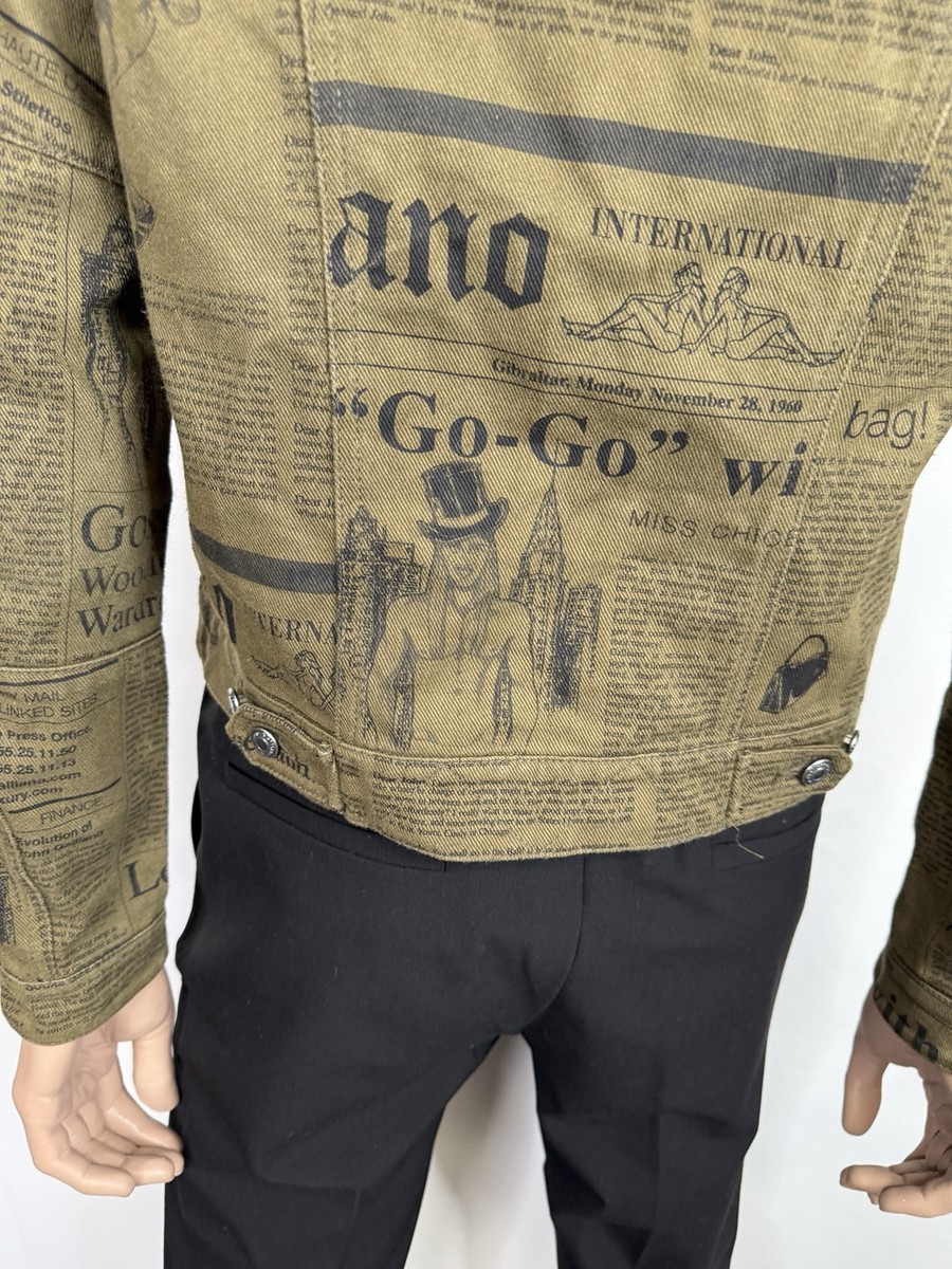Vtg John Galliano Khaki Green Gazette Print Jacket S 46 | eBay Vtg John Galliano Khaki Green Gazette Print Jacket S 46 | eBay