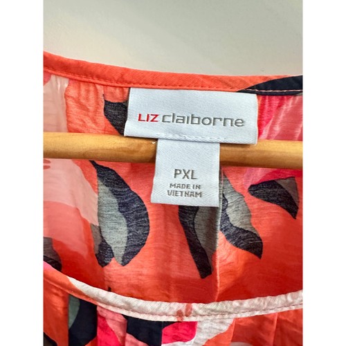 Blusa Liz Claiborne PXL Coral Floral Mangas Cortas - Imagen 5 de 6