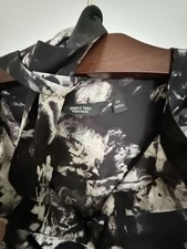 Simply Vera Vera Wang Black White Floral Short Sleeve A-Line Dress XS