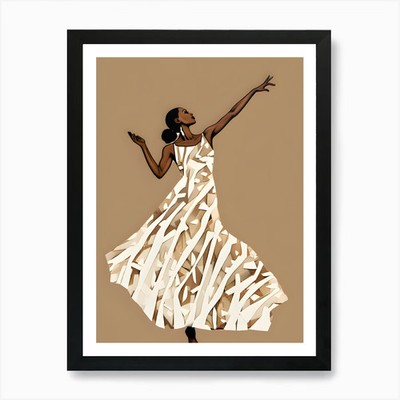 Dancer In White Dress Art Print Framed Wall Art Poster Canvas Print Picture