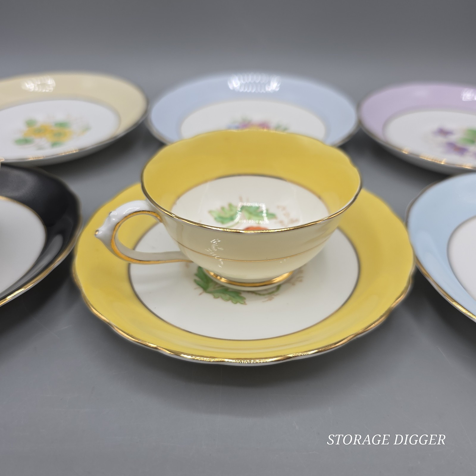 Vintage Tuscan Fine English Bone China Teacup & Saucer Multi Floral - 10 Pc