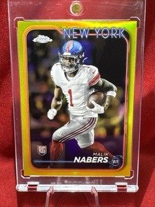 2024 Topps Chrome - Rookies Malik Nabers #205 Yellow Refractor /75 (RC)