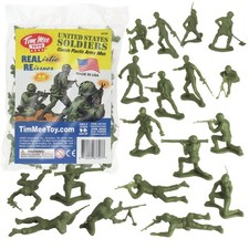 TimMee Plastic Army Men - OD Green 48pc Toy Soldier Figures - Made in USA