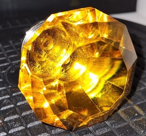 Cut Glass Bottle Stopper Only Stainless Steel Amber Diamond Shape-WOW!!